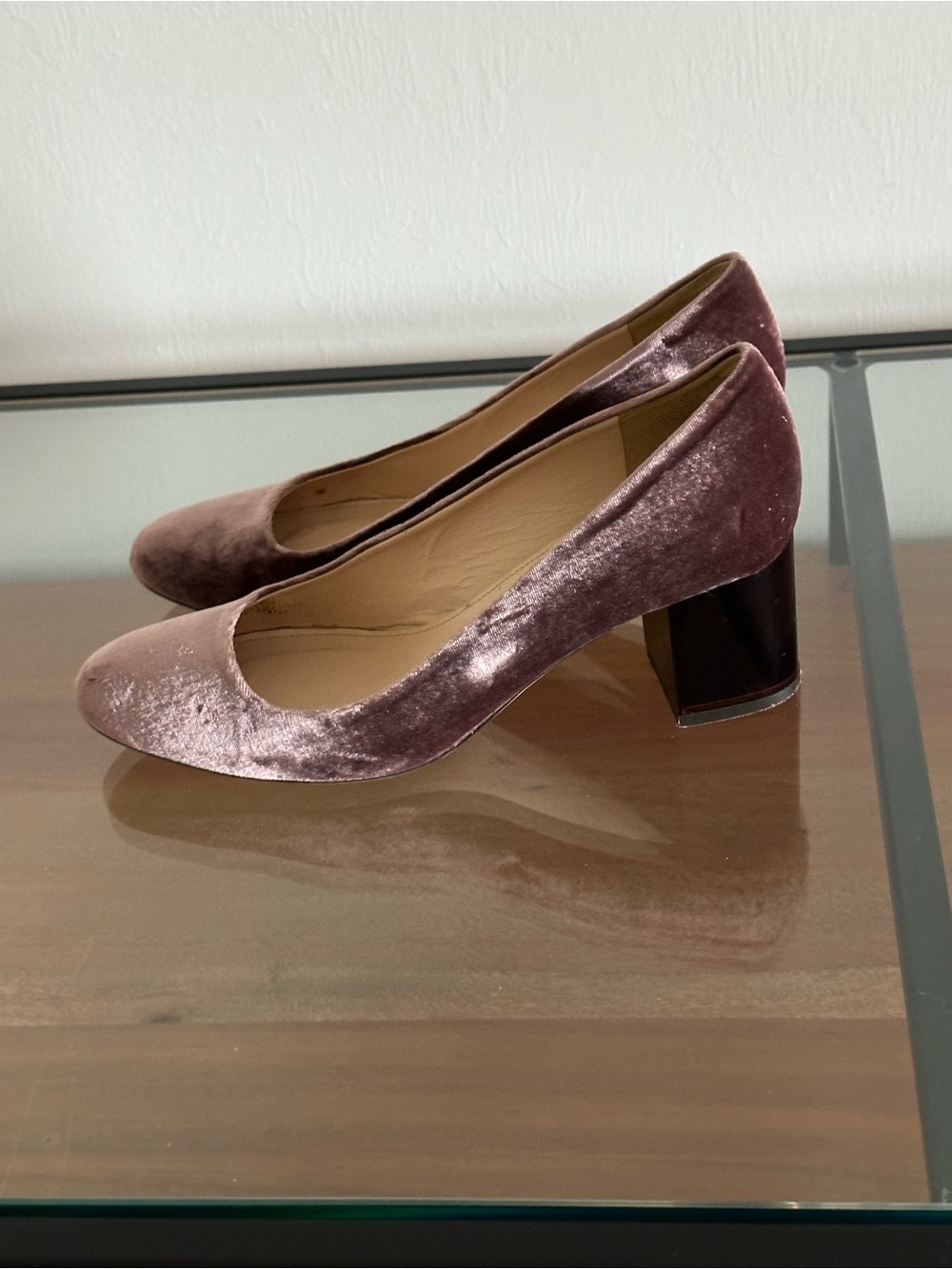 J. Crew Lucite Velvet Block Heels Pumps Size 8 Women's Business Workwear